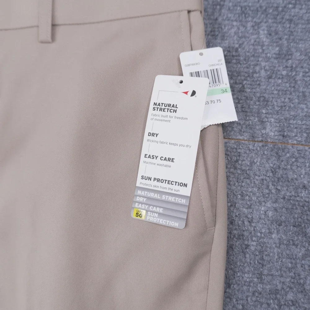 Grand Slam Performance Golf Shorts Men 34 Tan Expandable Waist UPF 50 GSBF8063KO